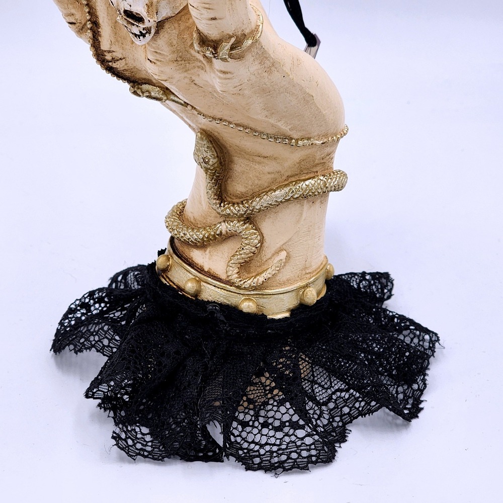 Gothic Celestial Witch Hand Crescent Moon Statue Skull Snake Halloween Decor 11" - Picture 5 of 9